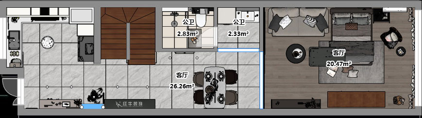 吳波｜錦虹美苑15-802-65㎡-現(xiàn)代風(fēng)格｜2室1廳1衛(wèi)｜舊房裝修｜定制家｜全包10萬｜00_03平面彩圖