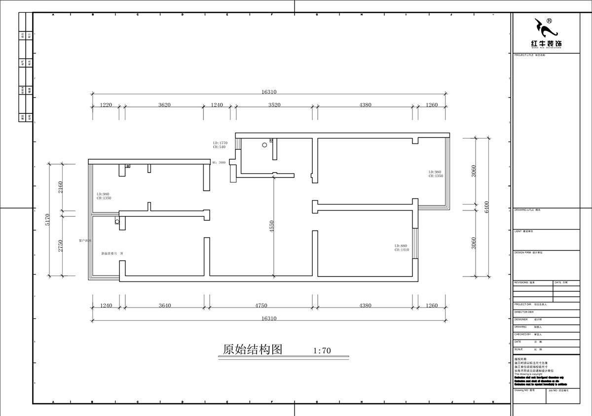 蔣?。鹬刍▓@4-3-806-100㎡-現(xiàn)代簡(jiǎn)約風(fēng)格｜3室2廳1衛(wèi)｜老房裝修｜定制家｜全包12萬(wàn)｜00_01原始結(jié)構(gòu)圖