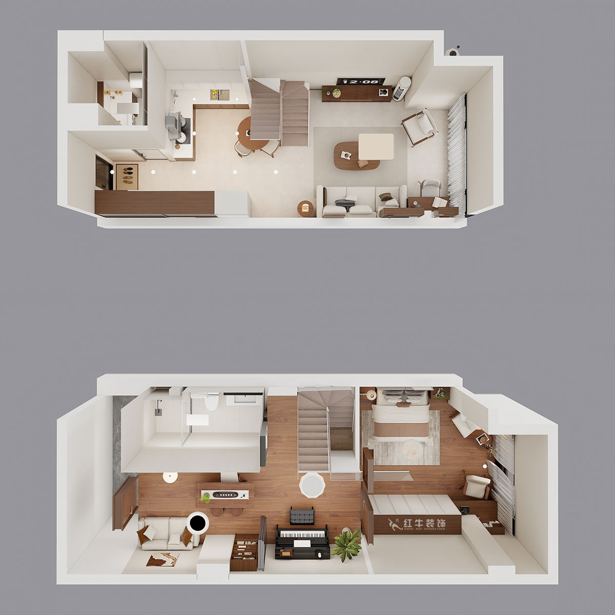 朱明琪|瑞鑫蘭庭綜合樓1708-50㎡復式-現(xiàn)代簡約風格|loft公寓|2室2廳2衛(wèi)|老房裝修|定制家|全包12萬|00_04鳥瞰圖
