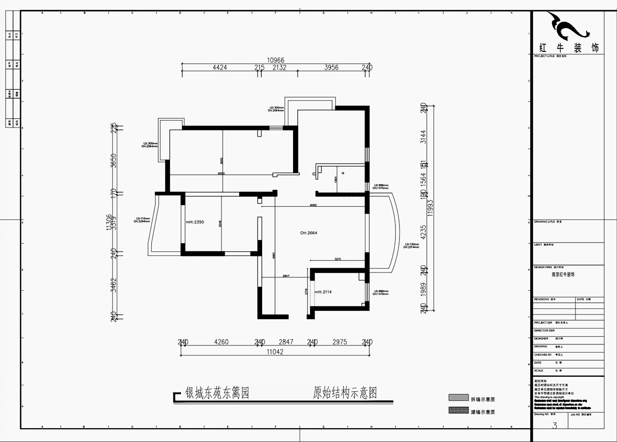 魏利利|銀城東苑東籬園2幢103室-135㎡-簡約風格|4室2廳2衛(wèi)|毛坯裝修|定制家|全包24萬|00_01原始結構圖