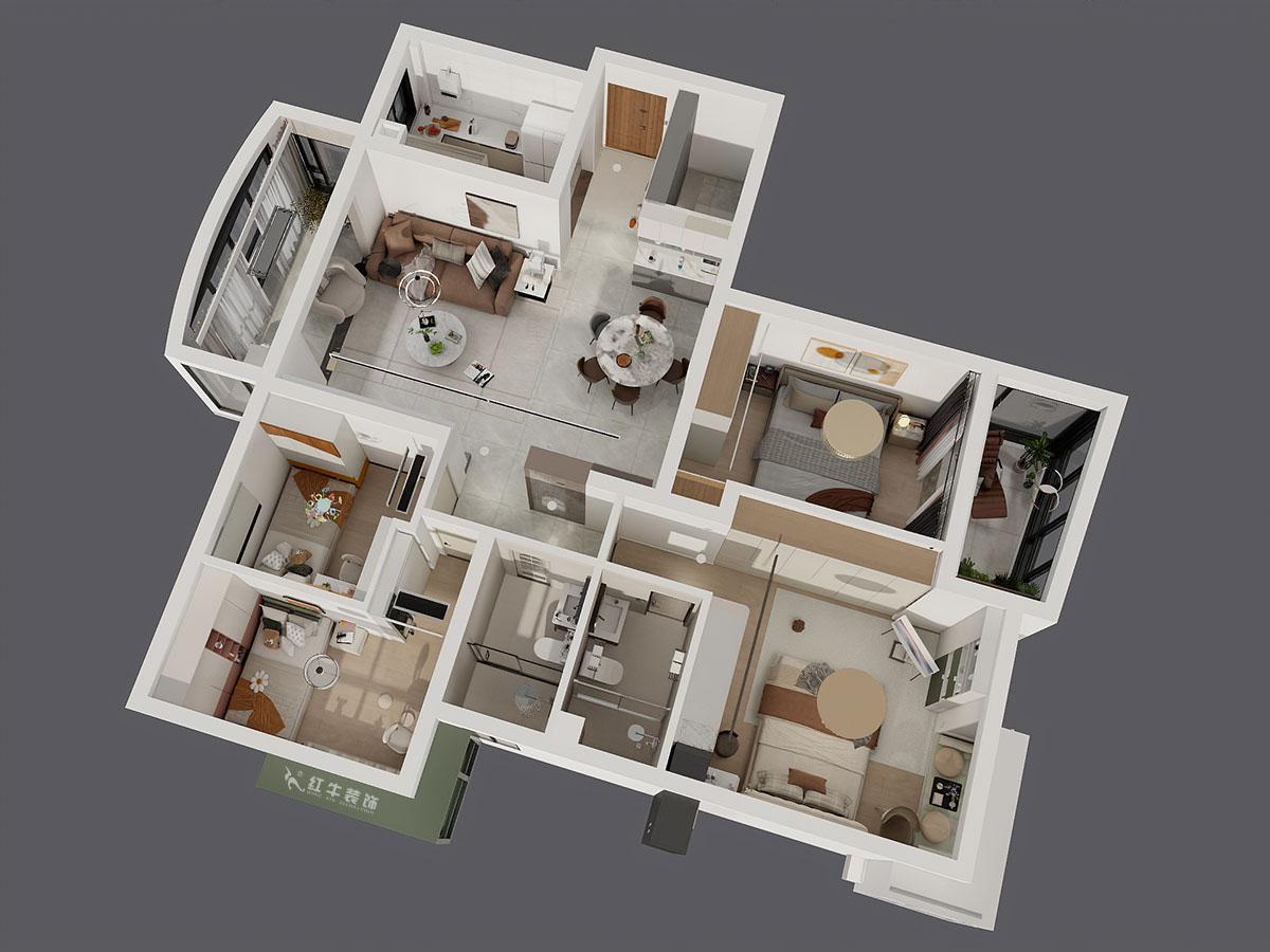 魏利利|銀城東苑東籬園2幢103室-135㎡-簡約風格|4室2廳2衛(wèi)|毛坯裝修|定制家|全包24萬|00_05鳥瞰圖