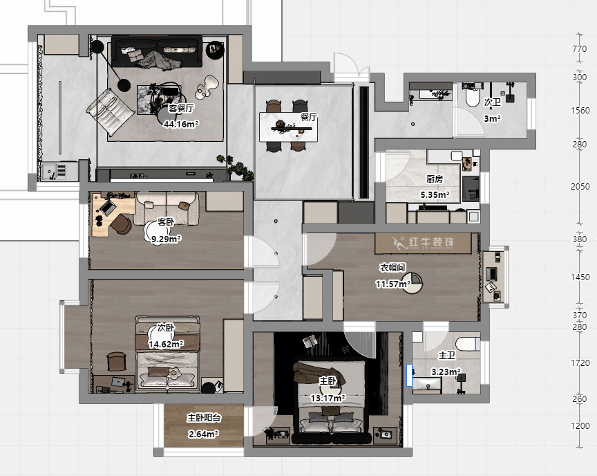 劉曉芳|九龍盛世園19號801室-135㎡-現(xiàn)代風(fēng)格|4室2廳2衛(wèi)|老房裝修|定制家|全包15