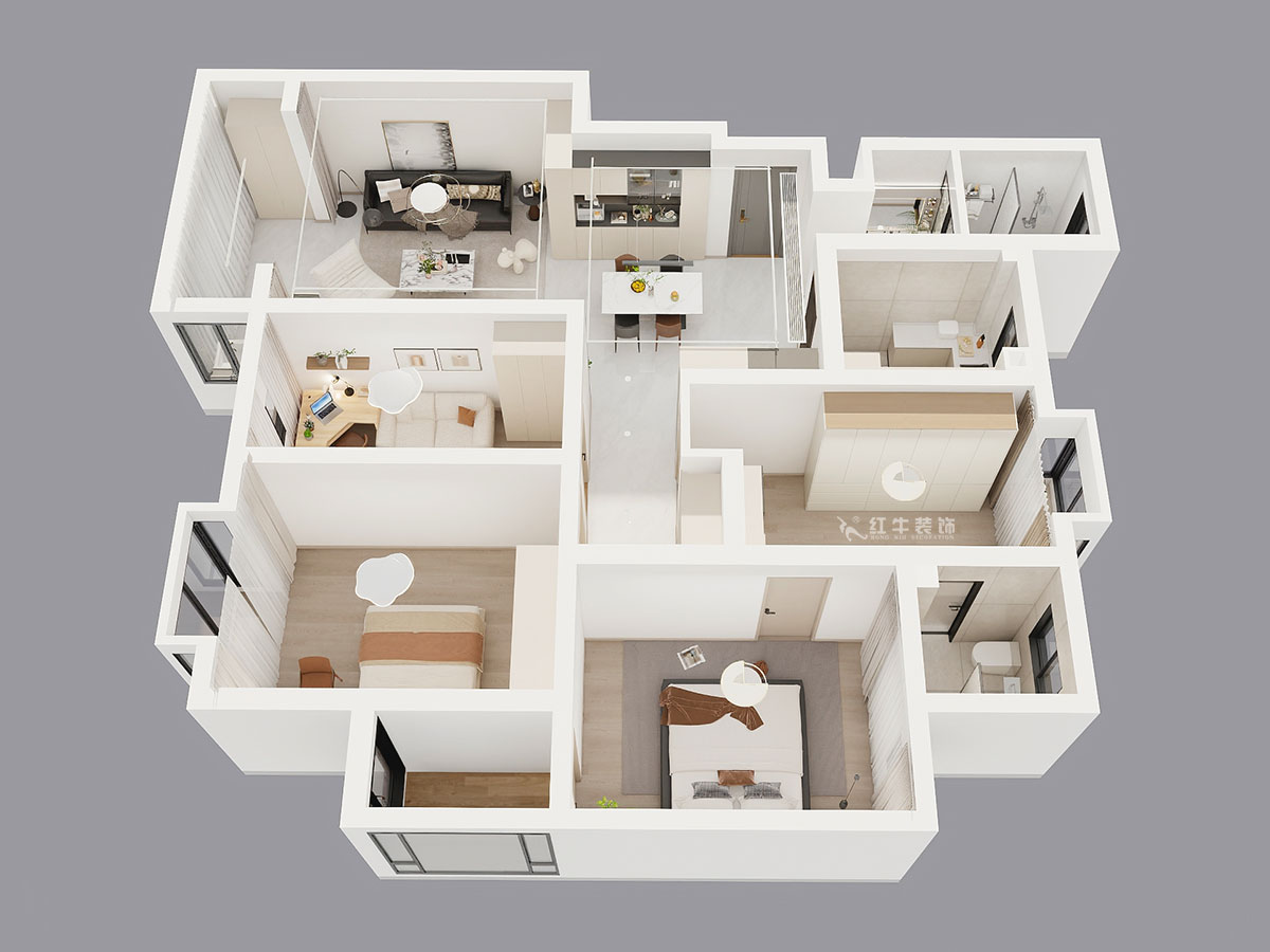 劉曉芳|九龍盛世園19號801室-135㎡-現(xiàn)代風(fēng)格|4室2廳2衛(wèi)|老房裝修|定制家|全包15