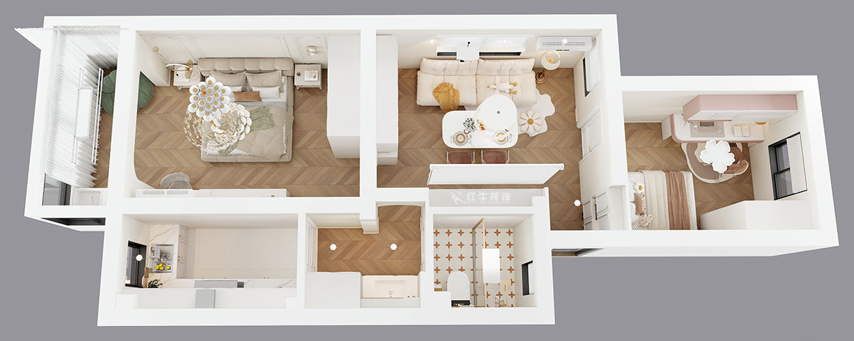 顧娟|育才公寓32-502-66㎡-法式風格|2室1廳1衛(wèi)|舊房裝修|定制家|全包11