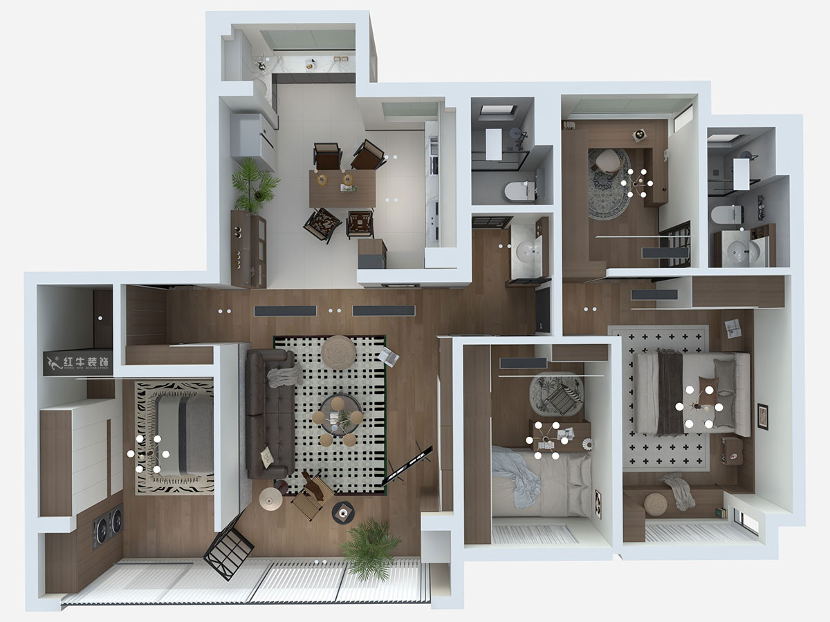 劉萍萍|銘著風(fēng)華6-701-136㎡-中古風(fēng)|4室2廳2衛(wèi)|新房裝修|定制家|全包20