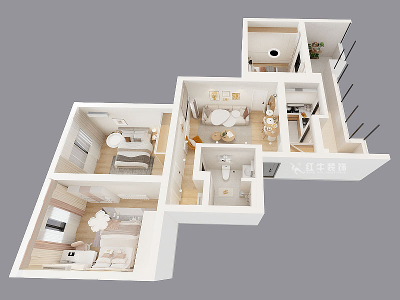 吳波|清江花苑-清風園7-4-601-94㎡-現(xiàn)代簡約風格|3室1廳1衛(wèi)|舊房裝修|定制家|全包12萬|00_04鳥瞰圖