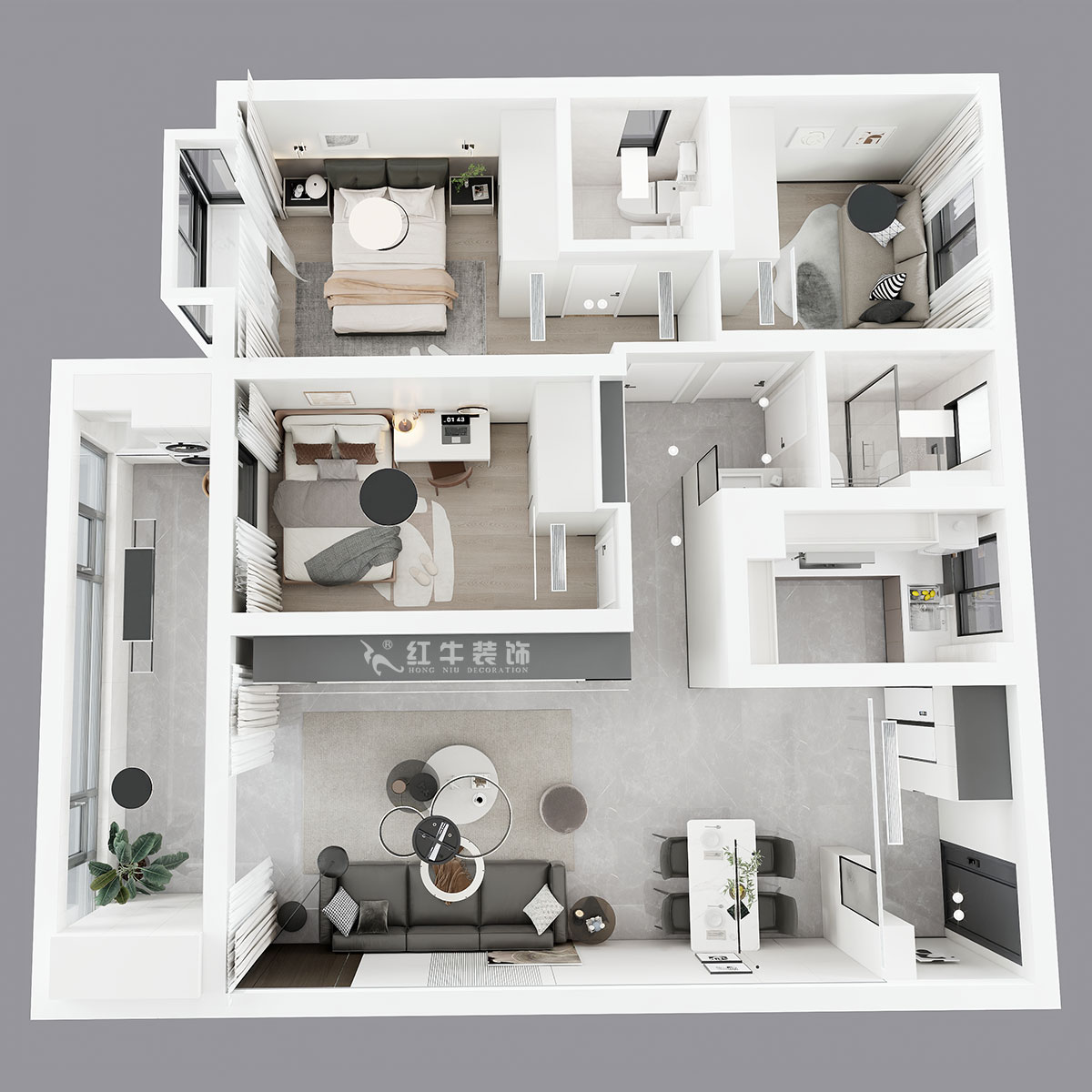 孟憲濤｜金浦御龍灣-I區(qū)3-1-204-120㎡-簡(jiǎn)約風(fēng)格｜3室2廳2衛(wèi)｜新房裝修｜定制家｜全包16萬(wàn)｜00_04鳥(niǎo)瞰圖