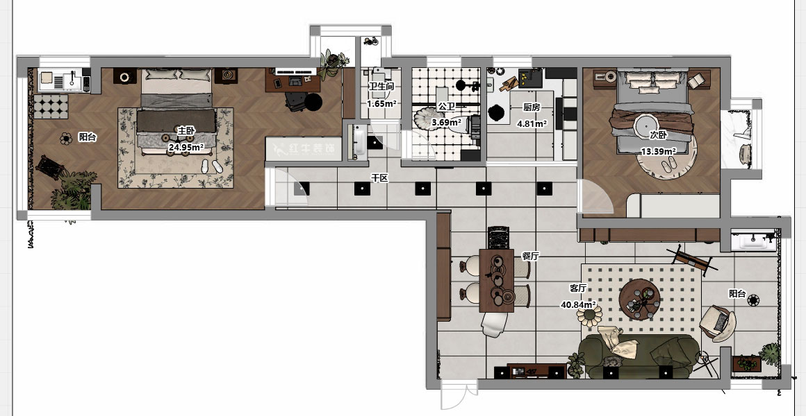 顧娟|御道嘉庭8-3-612-108㎡-中古風|3室2廳2衛(wèi)|舊房裝修|定制家|全包12