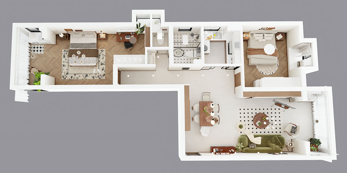 顧娟|御道嘉庭8-3-612-108㎡-中古風|3室2廳2衛(wèi)|舊房裝修|定制家|全包12