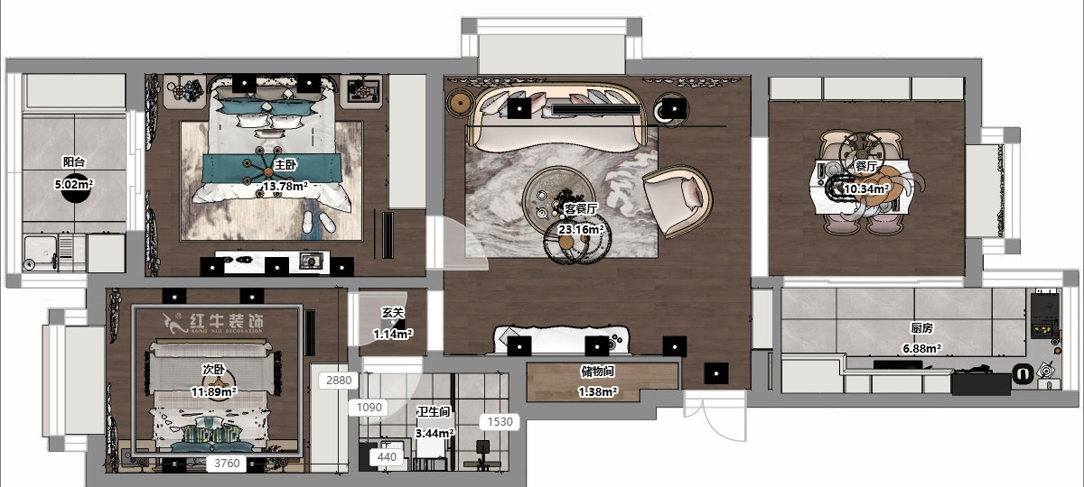 吳波|后宰門(mén)東村82號(hào)院1-801-95㎡-歐式風(fēng)格|3室2廳1衛(wèi)|舊房裝修|定制家|全包12萬(wàn)|00_03平面彩圖