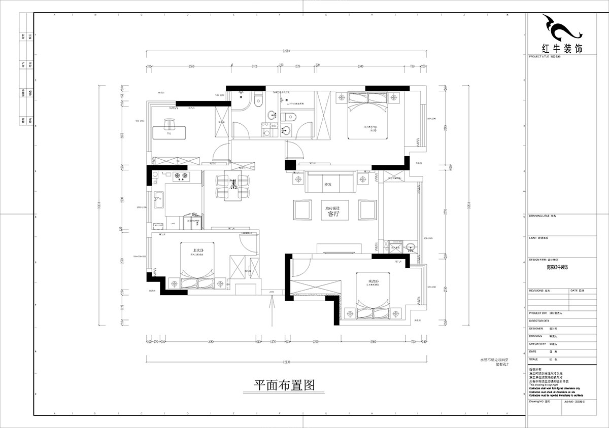 孟憲濤｜融創(chuàng)臻園15-1005-120㎡-簡約風格｜4室2廳2衛(wèi)｜新房裝修｜定制家｜全包16萬｜00_01原始結(jié)構(gòu)圖