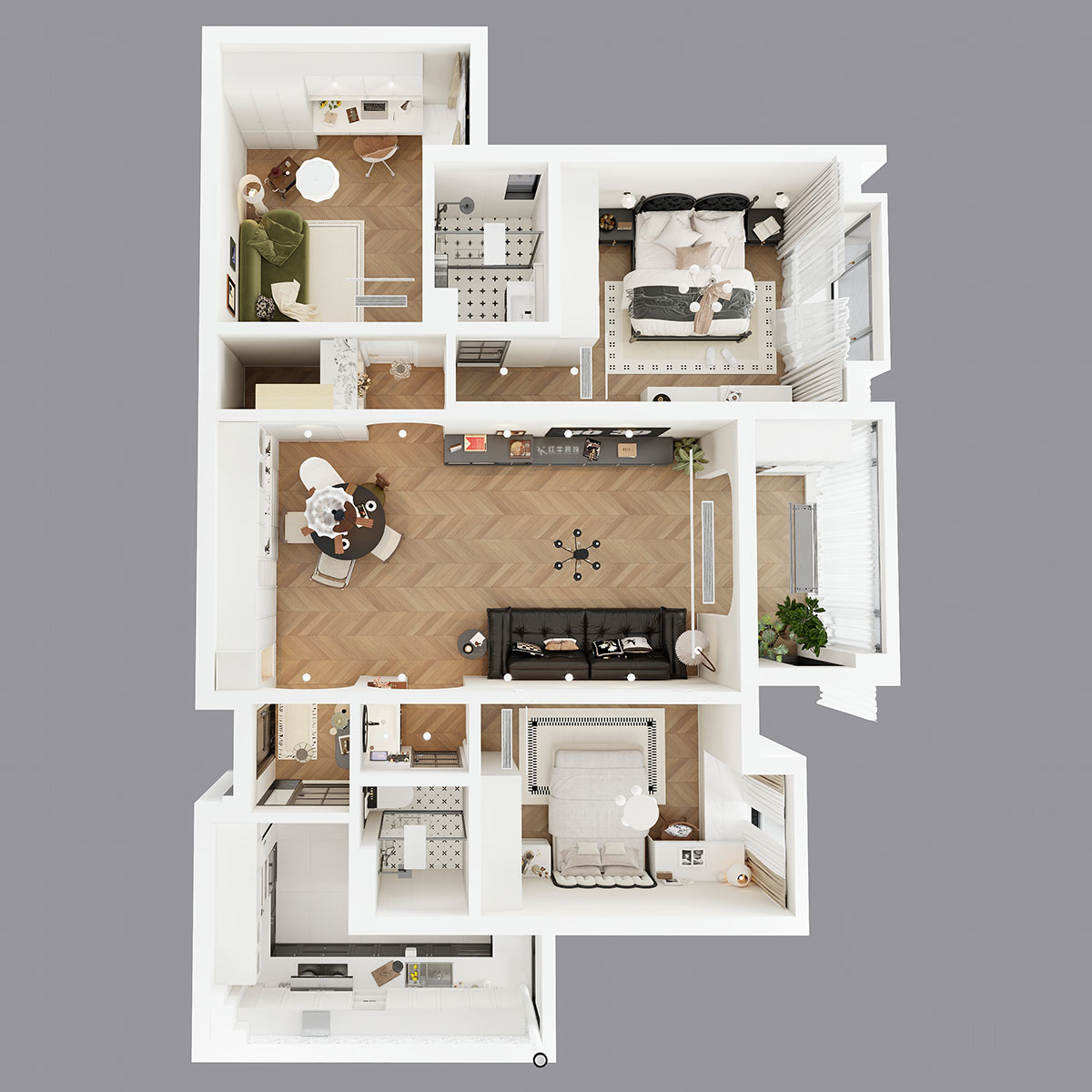 魏明花｜匯錦國際6-1-1402-125㎡-法式復古風格｜3室2廳2衛(wèi)｜二手房裝修｜定制家｜全包16