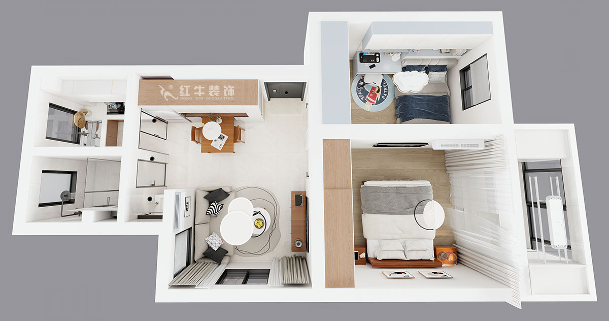 朱彥|鳳凰花園城金陵園2幢10號502室-64㎡-現(xiàn)代簡約風格|2室1廳1衛(wèi)|老房改造|定制家|全包10萬|00_04鳥瞰圖