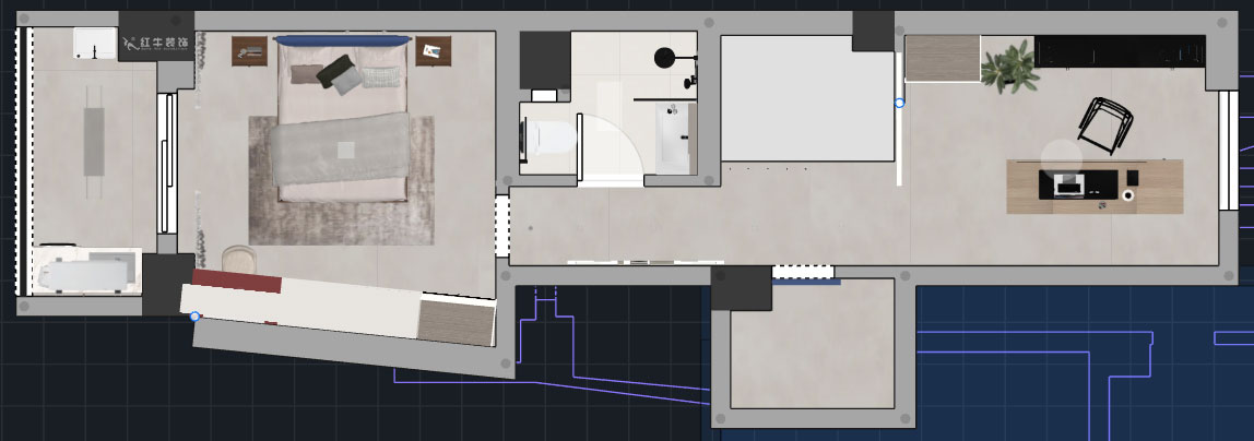 蔣?。ヌ陨郴ǔ?-1705-105㎡-現(xiàn)代簡約風(fēng)格｜2室2廳1衛(wèi)｜老房裝修｜定制家｜全包15萬｜00_06二層平面彩圖