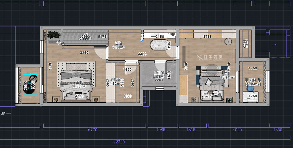熊皓宇｜城開湯山公館16甲103室-160㎡-現(xiàn)代風格｜復(fù)式｜4室2廳1廚2衛(wèi)2陽臺｜老房裝修｜定制家｜全包｜00_02二層平面彩圖