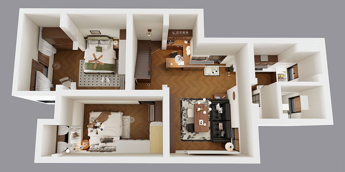 蔣?。鼕W體新城翠杉園15-507-(72+40)㎡-中古風(fēng)｜復(fù)式｜2室1廳1衛(wèi)+閣樓｜老房裝修｜定制家｜全包12萬｜00_04鳥瞰圖