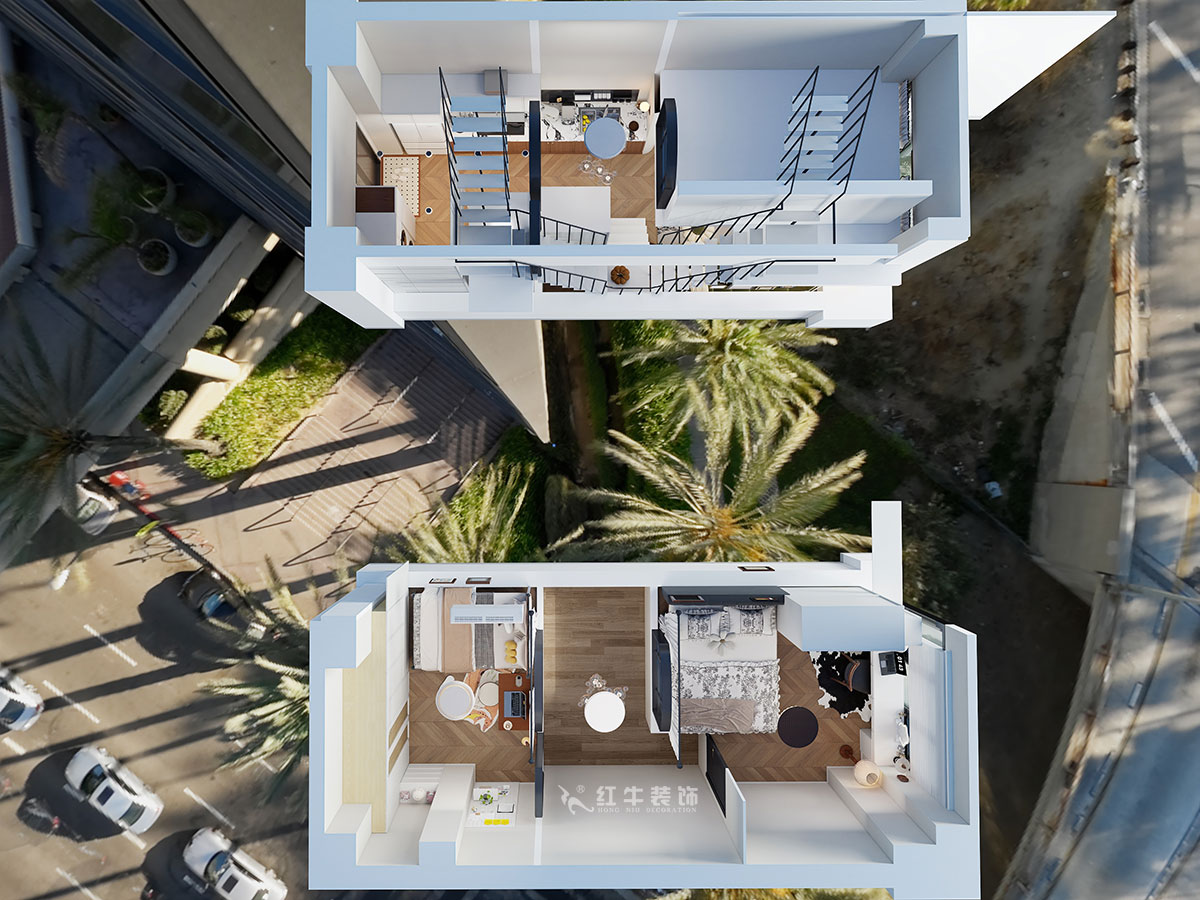 朱明琪｜毅達(dá)中心4-1710-35㎡挑高-中古風(fēng)｜2室1廳1衛(wèi)｜老房裝修｜定制家｜全包9萬(wàn)｜00_05鳥瞰圖