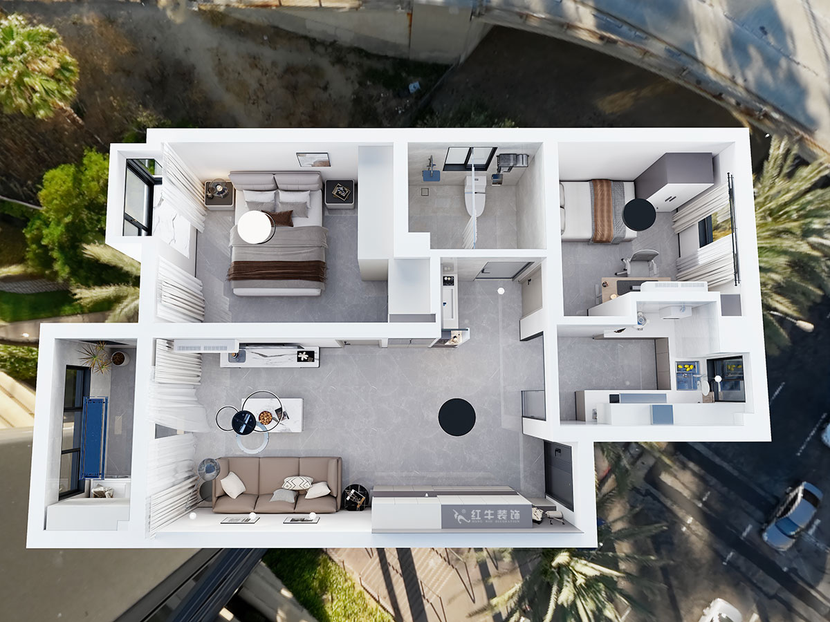 孟憲濤｜紫境東苑5-1206-71㎡-現(xiàn)代簡(jiǎn)約風(fēng)格｜2室1廳1衛(wèi)｜新房裝修｜定制家｜全包10萬(wàn)｜00_04鳥(niǎo)瞰圖